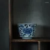 Tazas platillos 95 ml de copa de té de cerámica azul y blanco porcelana chino