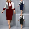 Work Dresses 2 Pcs/Set Trendy Dress Blazer Suit Knee Length Women Coat Set Cardigan Floral Print Party Warm