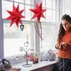 Candle Holders 2 Pcs Christmas Lantern Star Pendant Light Indoor Ornaments Paper Lanterns Decors Three-dimensional Decorations Festival