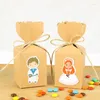 RAPPAGGIO DI RAGAGGIO 10 pezzi Primo battesimo Kraft Paper Candy Box Boy Girl Bomboniere Custom Mi Primera Communione Souvenir Baby Shower