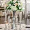 Party Decoration 6pcs) 64CM100CM) SLIVER Bröllop Mittstycket Guldmetall Flower Stand Floral Arrangement Table Decor smidesjärn Vas 389