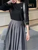 Skirts Designer Brand French Half Length Skirt for Women's Spring High Waisted Waist Bag Splicing p Family Black Label Pleated Simple and Slimming Versatile Style U9