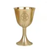 Tazze di tazza di rame santo con tre fasi moon pentagramma ornamento in ottone acqua