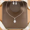 Ketting oorbellen set elegante nekverhaal sets vrouwen bruiloft sieraden eenvoudige bling strass waterdruppel bruidsaccessoires