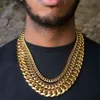 Collier de chaîne en gros 18k 14K bijoux Hip Hop Hop Cuban Gold plaqué pour les femmes