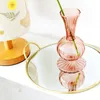 Vases Creative Desktop Hydroponic Plant Flower Vase Nordic Retro Colorful Transparent Glass Ornament Home Decoration