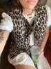 Kvinnors västar leopard tryck båge snörning Väst kvinnor Lossa ärmlös V-Neck Tank Top Spring Fashion Casual Lady Office High Street Outwears