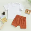 衣類セット幼児の夏の服の牛の手紙プリント半袖Tシャツとストレッチカジュアルショーツセット男の子の女の子