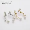 Серьги Varole Fashion White Pearl несоответствующие серьги -манжеты серебряный цвет клип для ушной манжеты альпинист серьги для хрустящих