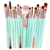 15st Makeup Brushes Ställ professionella plasthandtag mjuka syntetiska hårpulverfundament Eyeshadow Make Up Borstes Cosmetics