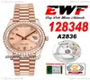 Date de jour de l'EWF 128348 A2836 Automatique Unisexe Watch Mens Medes Rg Diamonds Céchant champagne Bracelet Presidential Soms série CA4651484