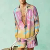 Fashion shirt sets 3D geprinte heren Casual lange mouwen shirts oversized strand shorts Summer Streetwear Hawaiian Suits Clothing 240401