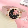 Wristwatches 5pcs Women's Watch Set Casual Fashion Pink Quartz Bracelet