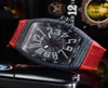 P Quality Quartz Movement Men Watches Carbon Fiber Case Sport Sport Wristwatch Rubber Strap Waterproof Watch Date3241401