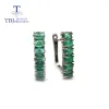 Earrings TBJ 3.5CT Natural Zambia emerald clasp earring oval cut 3*5mm real gemstone fine jewelry 925 sterling silver for women gift new