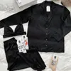 Robe de mariage noir sexy set en satin vêtements de sommeil décontracté lingerie lingerie de nuit doux robes de vêtements à la maison pyjamas 240402