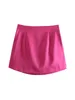Skirts Women Fashion Purple Satin Mini Skirt High-waist Side Zipper Chic Lady Woman INS Style Soft Short