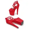 صندل Laijianjinxia 20 سم/8inches Flock Flock Sexy Exotic High Heel Platform Party Women Modern Pole Dance Shoes 203