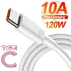 120W 10A Tipo C Tipo C Cable de datos de carga súper rápida Cable de carga rápida para Samsung Xiaomi Huawei USB C Cable de datos de teléfonos móviles
