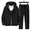 Men's Tracksuits 2024 Suit Luxury Hooded Zipper Jacket Pants Outfits Tracksuit 2 Piece Set Jogger Sport Coats Male Fall Clothes 8155