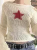 Suéteres para mujeres Autumn Women Tops de manga larga Cuerpo de manga larga Séter de patrón de estrella Y2K Estética gótica grunge chic streetwear