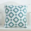 Pillow Home Decor Emboridered Cover Blue Geometric Floral Canvas Cotton Square Embroidery Pillowcase 45x45cm