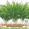 Decorative Flowers 12Pcs Artificial 7 Fork Fern Green Plants Fake Leaves Garden Party