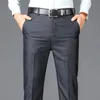 Business Casual Suit Pants Men Solid High Waist Straight Office Formal Trousers Mens Classic Style Long Plus Size 240326