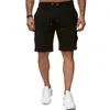 Shorts pour hommes décontractés grande taille plusieurs poches pantalon de cargaison gymnase coulant courte couleur solide sportives quotidiennes