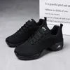 Dansschoenen moderne jazz sneakers vrouwen ademende mesh veter dansende oefening demping lichtgewicht fitnesstrainers