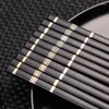 Chopsticks Metal Chinese Chopstick Black Alloy Reusable Non-Slip Sushi Chop Sticks Grad Kitchen Tools Tabeller Set