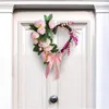 Fleurs décoratives Couronne de fleur artificielle de la Saint-Valentin pour la maison à la mode avec une porte d'entrée de jardin à bowknot