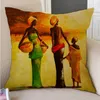 Pillow Exotic African Oil Painting Cozy Home Decor Throw Case Life Woman Carry Pots Hunting Art Sofa Linen Cover