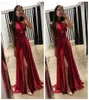 Halter Dark Red Aline Prompes 2018 Дешевые вечерние платья Slit vestidos de fiesta Party Wear9938760