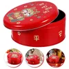 Storage Bottles Year Tinplate Cookie Tin Candy Biscuits Treat Box Small Gift Case Party Favor