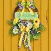 Dekorativa blommor Välkommen Wreath Floral Bowknot Spring Garland för ytterdörrträdgårdsdekoration inomhus utomhus