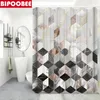Rideaux de douche motif en marbre rideau étanche 3d tapis de salle de bain et grain géométrique grain de baignoire non glissée couvercle de couvercle de toilette