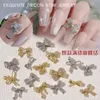 Nail Art Bowknot Zircon Jewelry Gold Ribbon Decoration Hollow and Silver DIY Accessories 240328