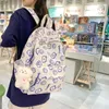 School Bags Book Bag Middle Girl Backpack Cartoon Printed Nylon Waterproof Travel Rucksack Female Student Computer