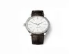Mens relógios Cellini 50505 Série Silver Mechanical Watch Leather Brown Strap Dial Branco Homens Automático Assiste Male Wristwatch2003682