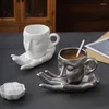 Tazze in stile europeo viso ceramico retrò imitazione tazza di caffè creativo vassoio ad alta bellezza tè latte squisito con cucchiaio