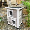 Cat Carriers Outdoor House Solid Wood Double-Layer Luxury Villa Indoor en Universal Winter Warm