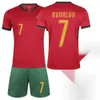 Portekiz Jersey Kupası Ev Futbol Kiti C Ronaldo NO B Ücretli Jersey Çocuklar set Hildren et