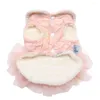 Abbigliamento per cani Princess Cat Dress Gonna Calda Flower BUTTEFLY DESIGN DEIL CUPPY FEMMA CUPPY GIOTTO INVERNO