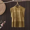 Women's Blouses Bohemian Shirts And Women Tops Summer Korean Fashion Stand Collar Hollow Out Embroidered Cotton