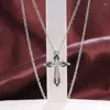 Pendant Necklaces Huitan Classic Cross Female Necklace Jewelry With Black White CZ Zircon Stone Birthday Gift For Fashion Women Religious