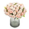 Fiori decorativi 10 teste di seta artificiale Rose bouquet di Natale Prodotti domestici Vasi di decorazione per la casa