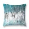 Pillow Ocean Teal och Blue Waves Abstract Throw Soffa Cudowwase Covers Decorative