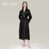Hemkläder 22mm Sleepwear Luxury Clothes Real Silk Robe Long Bathrobe Lady Kimono klänning med Pocket Peignoirs Mjuk nattklänning