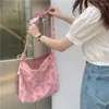 Cordon de cordon xiuya rose sweet femme fourre-tout esthétique mode coréen mode mignon épaule épaule plissée exquise harajuku sac à main sac